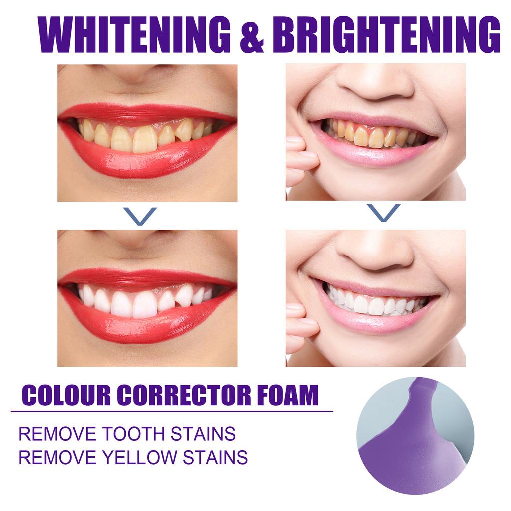 Teeth Whitening Mousse V34 Colour Dental Enamel Care Deep Cleansing Stains Melanin Removal Tooth Bleaching Foam Toothpaste 50ml