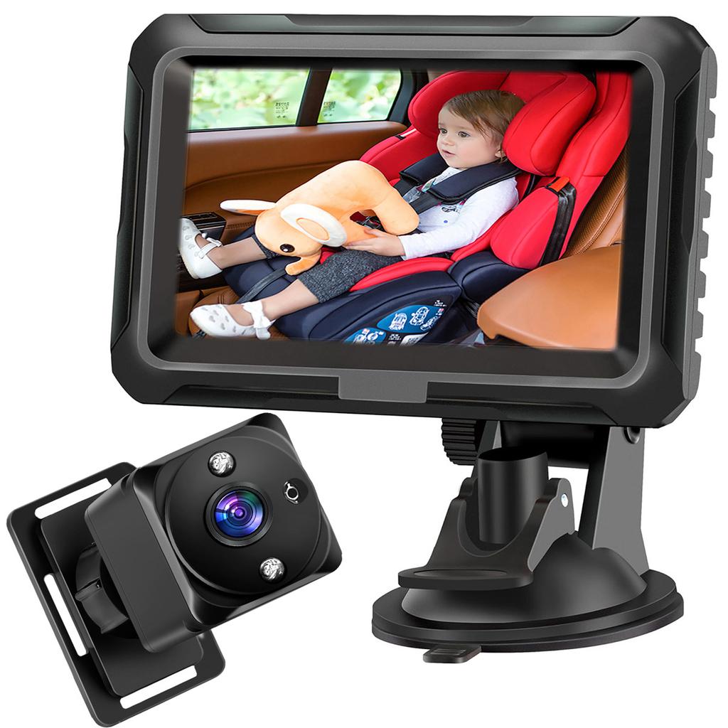 1080P Baby Car Camera, 4.3  Baby Monitor with Night Vision Function and 150 degrees  Wide View Angle, 360 degrees