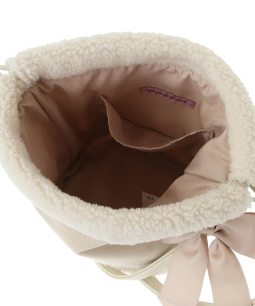 Maison de Fleur Women's Shearling Drawstring Shoulder Bag, Pink, 08000039000