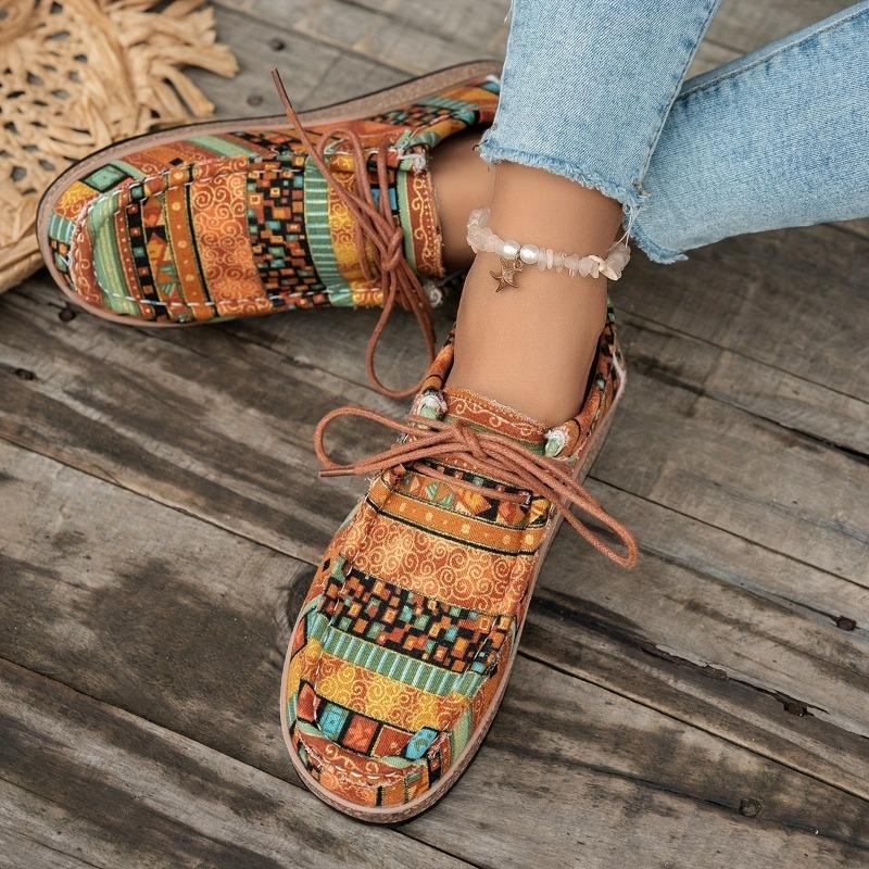 Women'S Casual Flat Sneakers - Colorful Patchwork Design Lightweight, Comfortable All-Season Shoes, Vibrant Sports Style | Breathable Fabric Upper