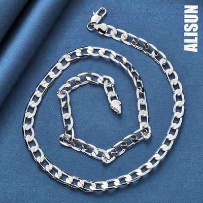 925 Sterling Silver 8mm plochý řetízek 16/18/20/22/24 palcový náhrdelník Módní svatební šperky