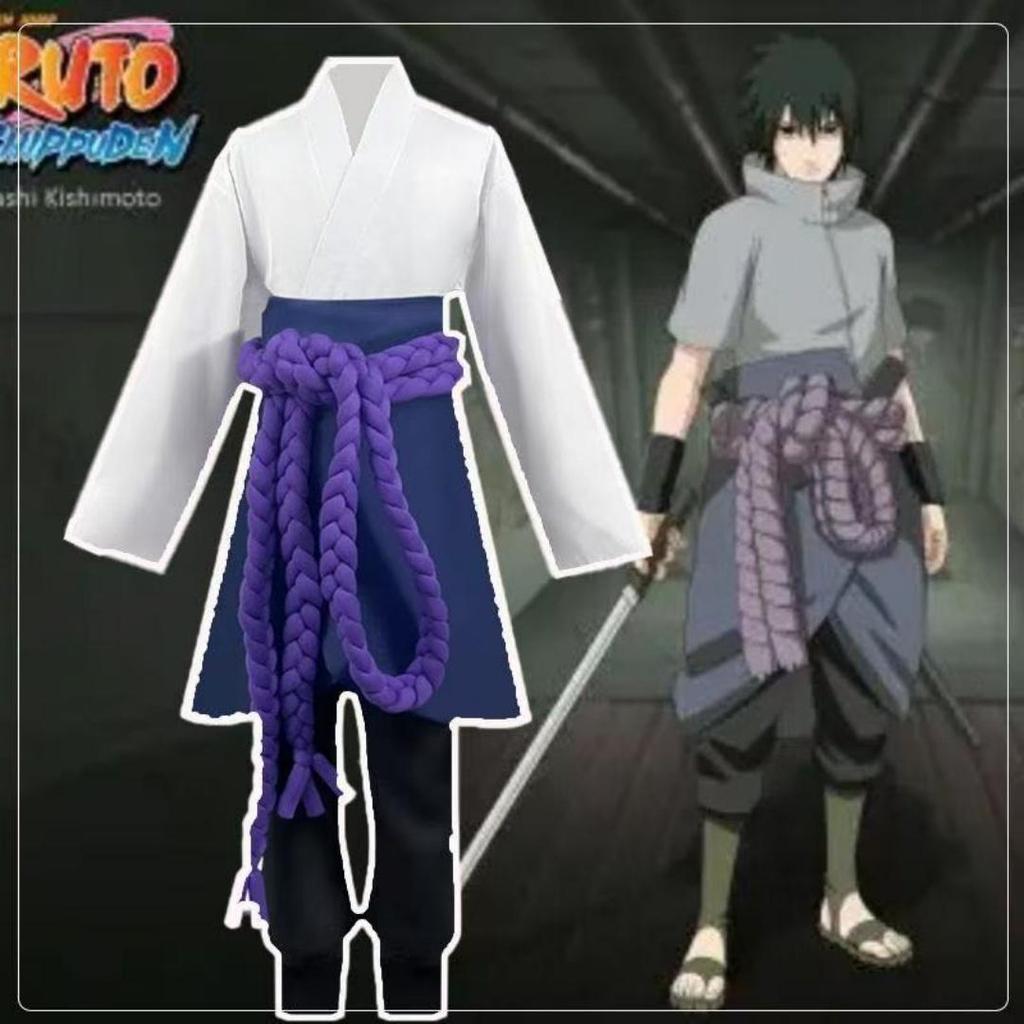 Anime Uchiha Sasuke Cosplay Costume Haut Pantalon Ceinture Cos Convention Cadeau Adulte Version Unisexe