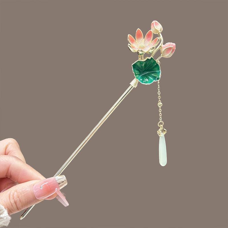 

New Chinese Classical Three-dimensional Lotus Leaf Lotus Flower Women s Hair Hairpin Cheongsam Hanfu Matching Hair Hairpin