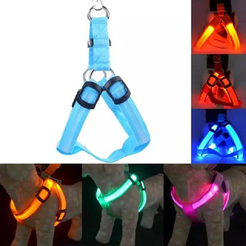 Led Dog Harness Safety Nylon Strap Adjustable Flashing Light Rechargeable Up