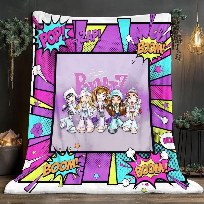 1Pc BRATZ Print Flannel Blanket, High Quality Comfortable for All Seasons, Warmth and Comfort, Perfect for Christmas Gifts