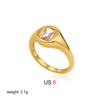 Zircon Ring for Women 18K Gold Plated Stainless Steel Geometric Circle Finger Ring Luxury Waterproof Wedding Jewelry Gifts