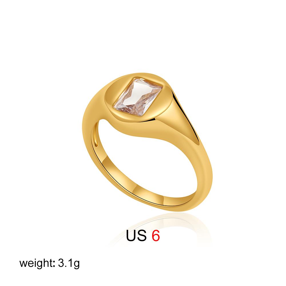 Zircon Ring for Women 18K Gold Plated Stainless Steel Geometric Circle Finger Ring Luxury Waterproof Wedding Jewelry Gifts