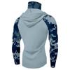 Men Long Sleeve Hooded Shirt with Face Covering Digital Print Raglan Design Lightweight Pullover for Outdoor Use