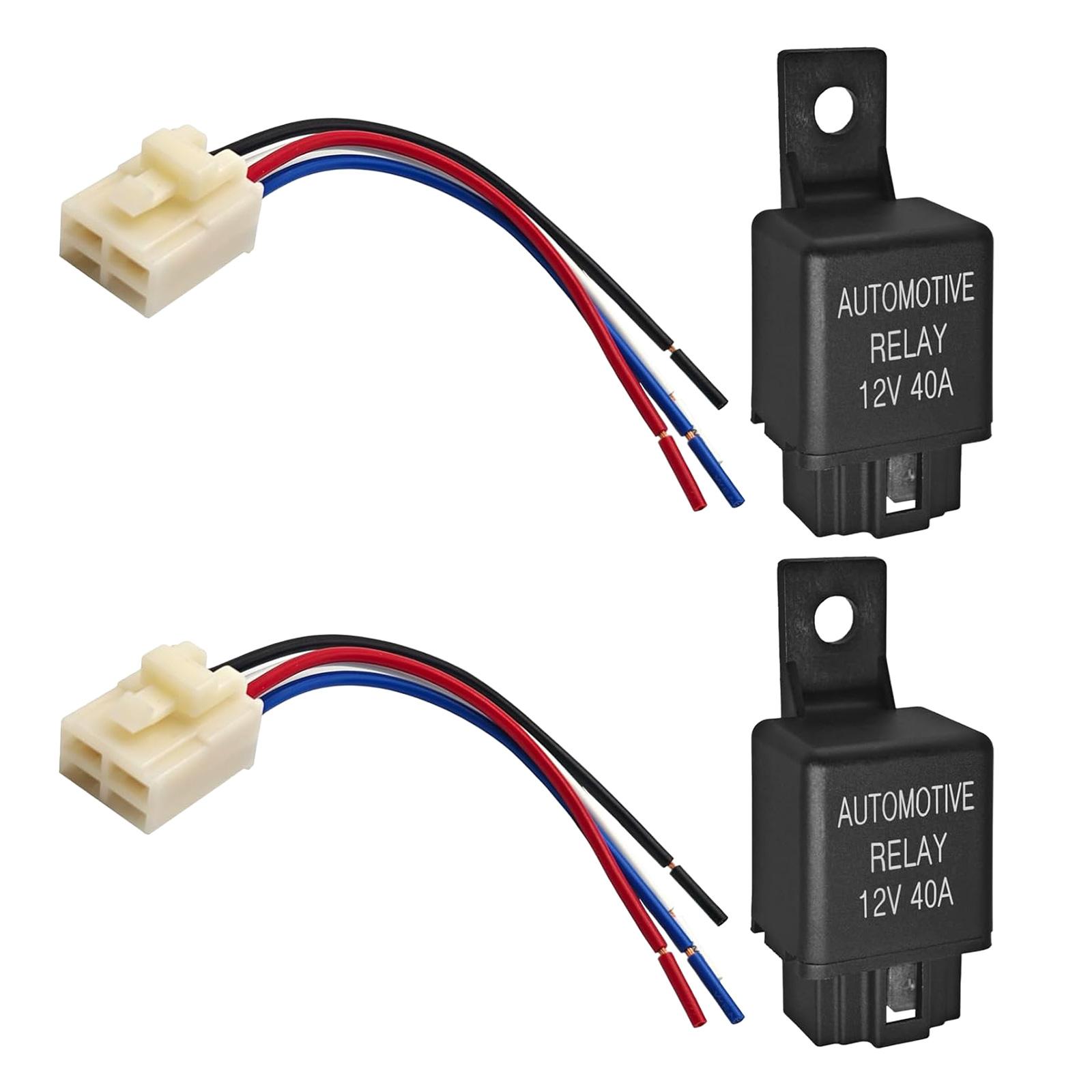 

Universals 12V 40.0A Sturdy Automotive Relays 4 Pin SPST 2 Pack Accessory With Pre Installed Wire Connectors Use 1
