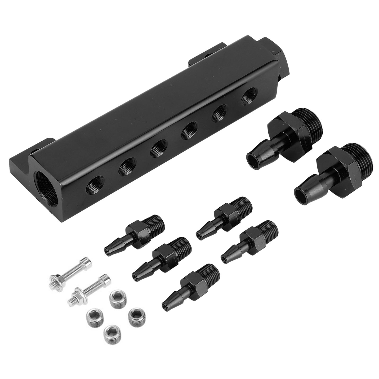

Универсальный 6-портовый вакуумный блок, комплект впускного коллектора, топливный газ, вестгейт, турбонаддув, черный чёрный