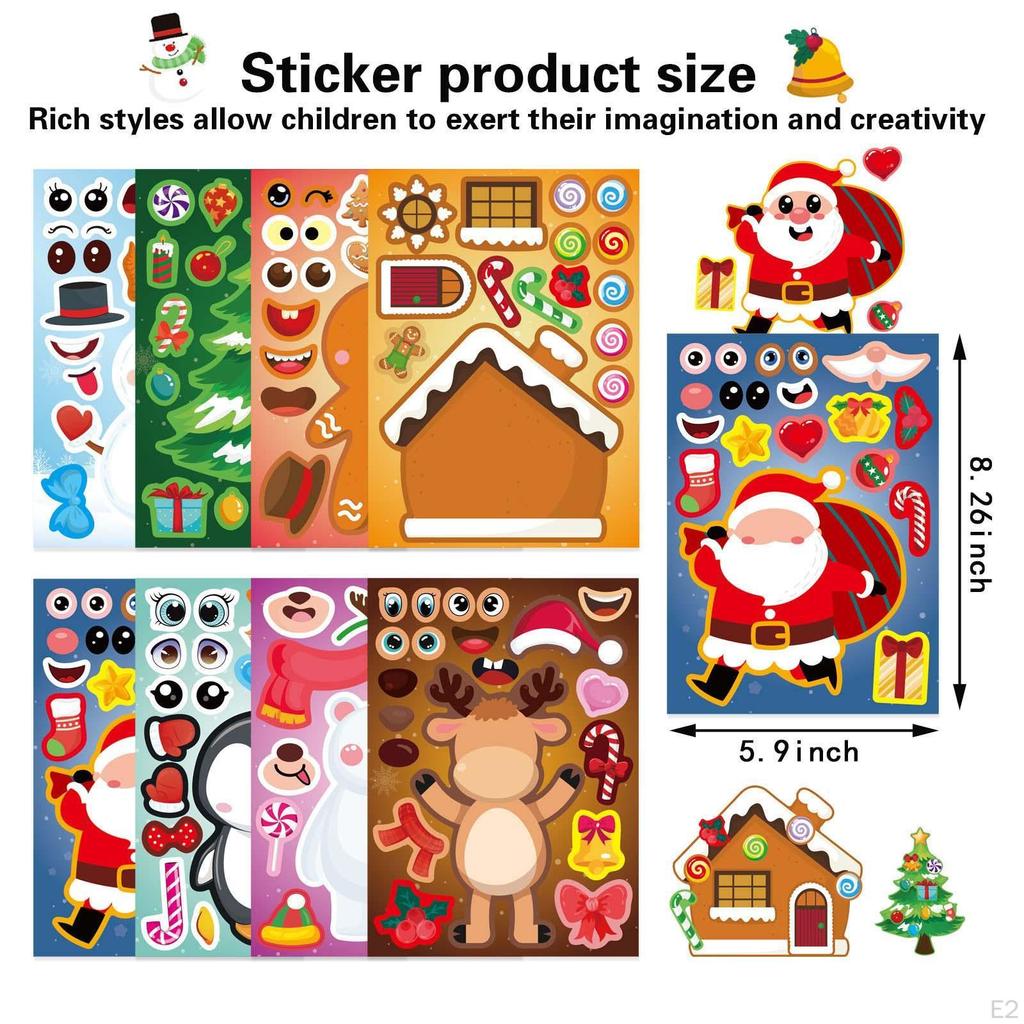 24 Sheets Christmas Themed Stickers Holiday Sticker for Toddlers Favors Make Your Own