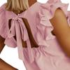Women Blouse Ruffles Lace-up Summer Temperament Loose-fitting T-shirt for Daily Wear