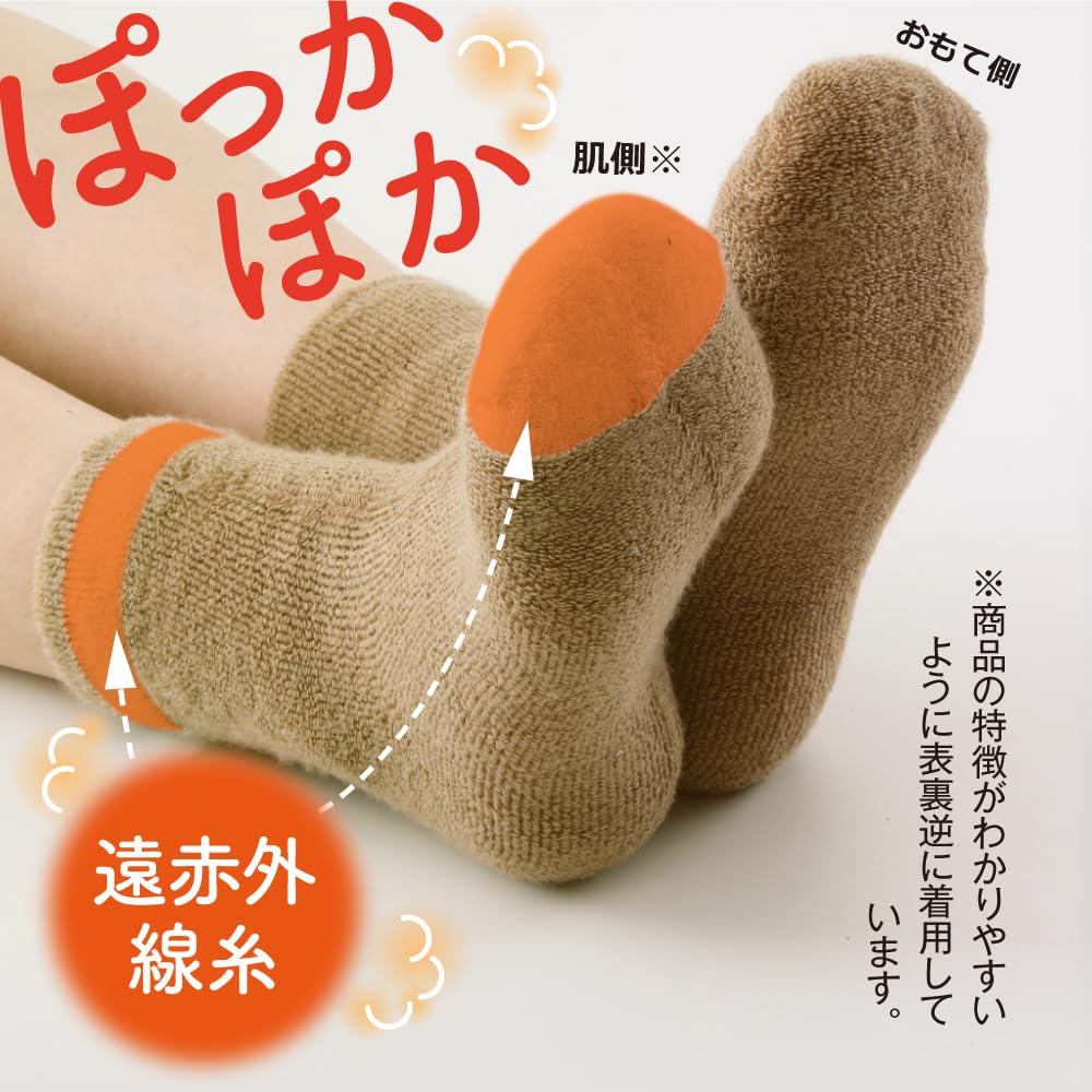 Alphax Warm and Extra Mocha Sizes Women's Double-Knit Socks, Cold-Wearing, Thick, Double-Pile Warmer, Beige, 22.0-25.0cm