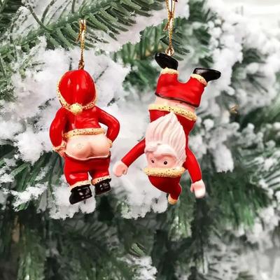 Resin Santa Bare Butt Pendant Christmas Tree Ornaments Navidad 2025 New Year Home Party Decoration Naked Santa Hanging Gift Toy