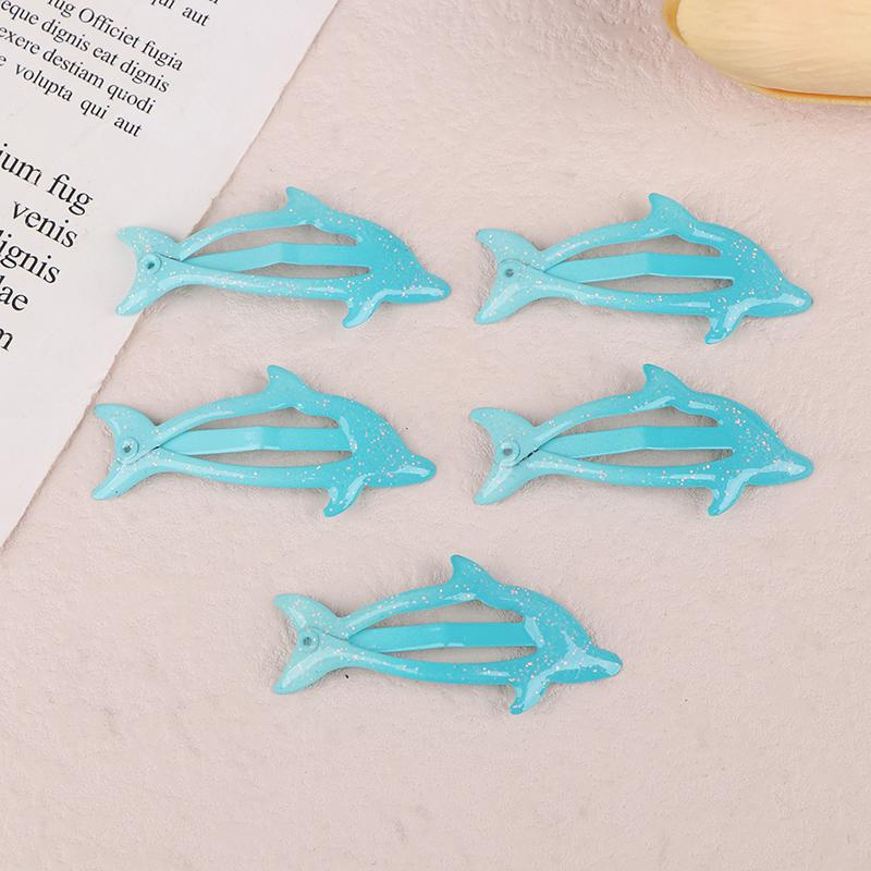5Pcs Colorful Glitter Dolphin Bb Hair Side Clips Barrettes For Girls Women Child Holiday Party Gift Hair Accessories Headwear