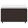 Garden Footstool with Cushions 2 pcs Brown Poly Rattan