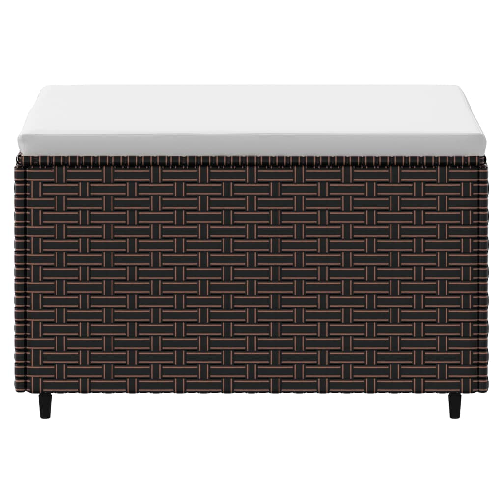 Garden Footstool with Cushions 2 pcs Brown Poly Rattan