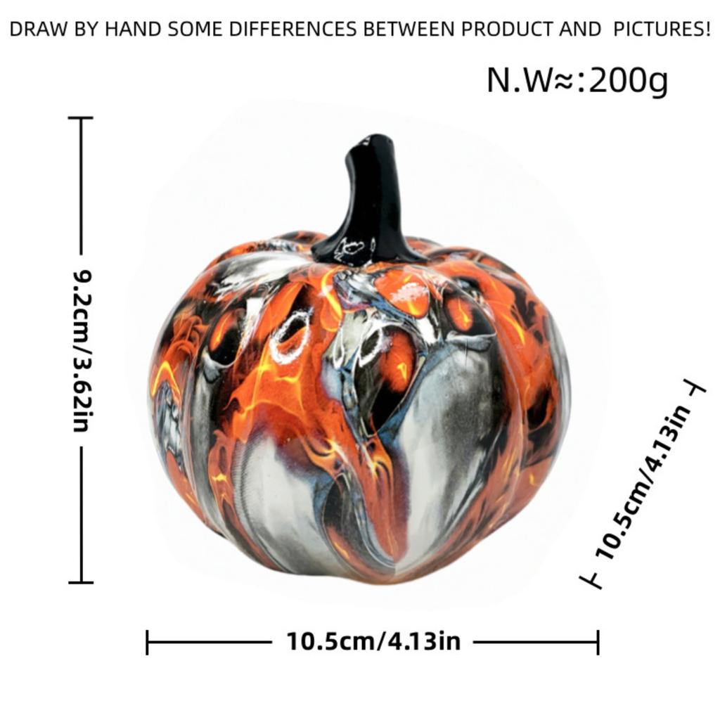 Glass Pumpkin Figurine Decorative Tabletop Ornament for Halloween and Day of the Dead Festival Holiday Party Home Decor Display
