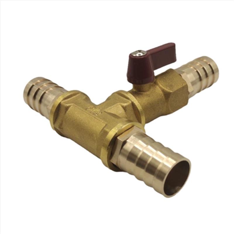 Brass Push-to-Connect Ball Valve Reducing Tee for Water Pipes (Sizes: 6/8/10/12/14/16mm)