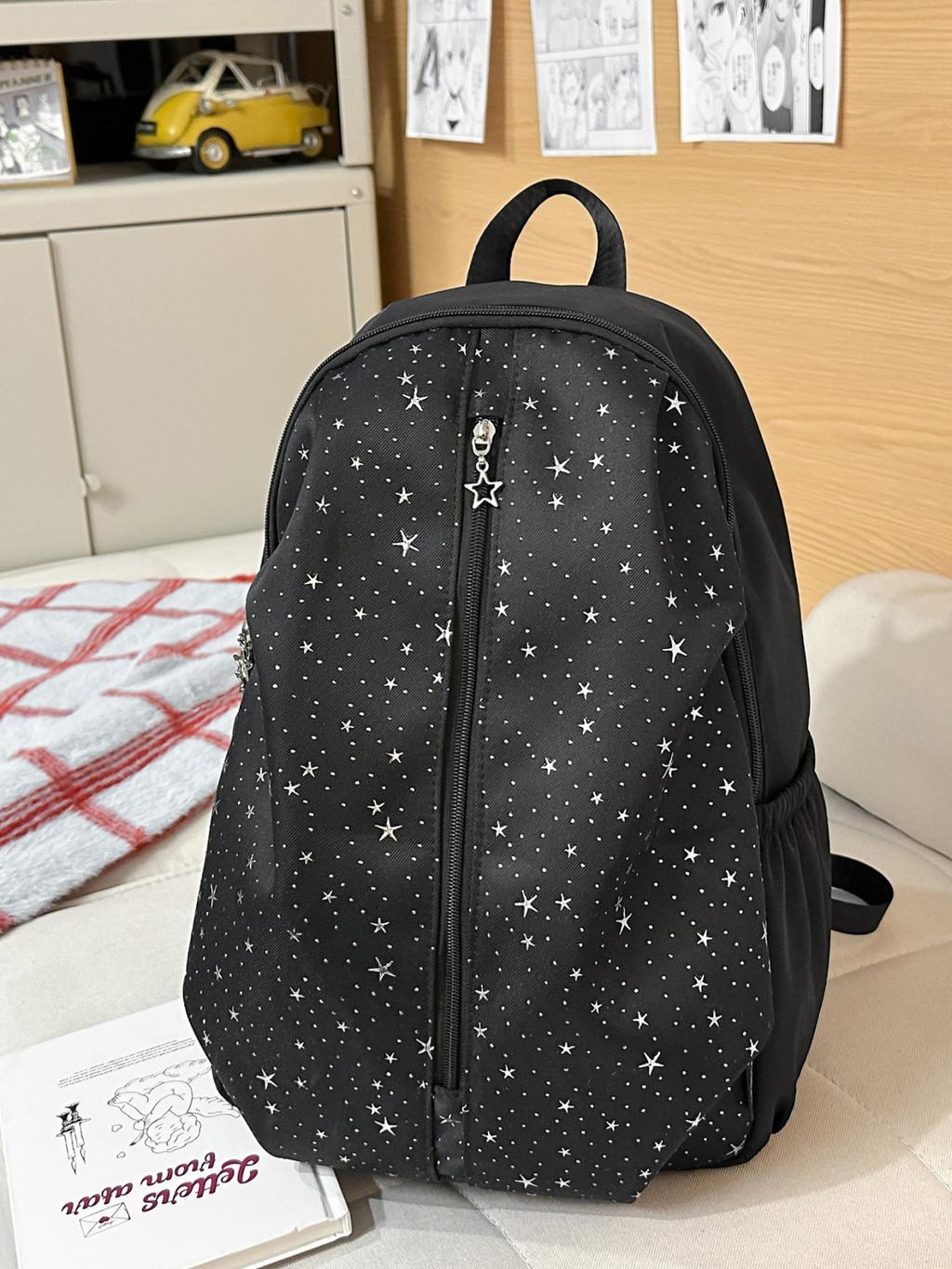 

Starry Girl School Backpack With Nylon Material For Travel And Casual Use S чёрный