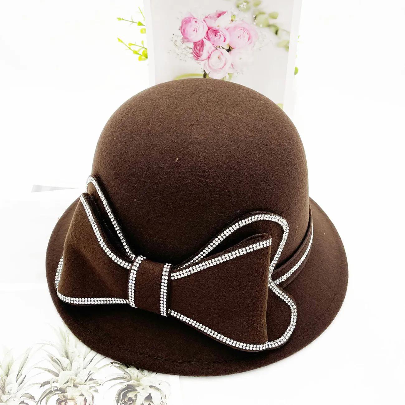 

WTEMPO Verstaile Retro Elegant Formal Hats Women s Autumn Winter Casual Caps Cold-proof Windproof Warm Solid Color Flower Bucket Hats 1pc коричневый