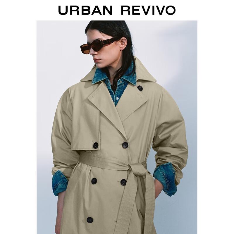 UR 2025 Fall Elegant Double-Breasted Belted Trench Coat
