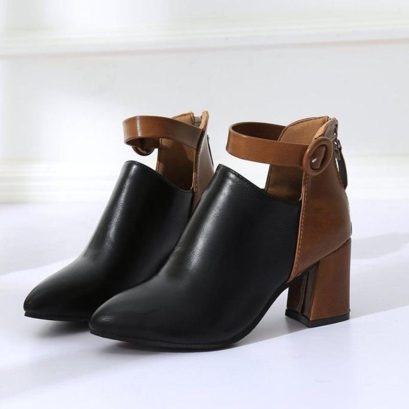 Fashion Ankle Boots for Women Splicing Colour Chunky Heel Height Increasing Woman Short Shoes Large Size Warm Trend 2025 Y2k Hot Booties