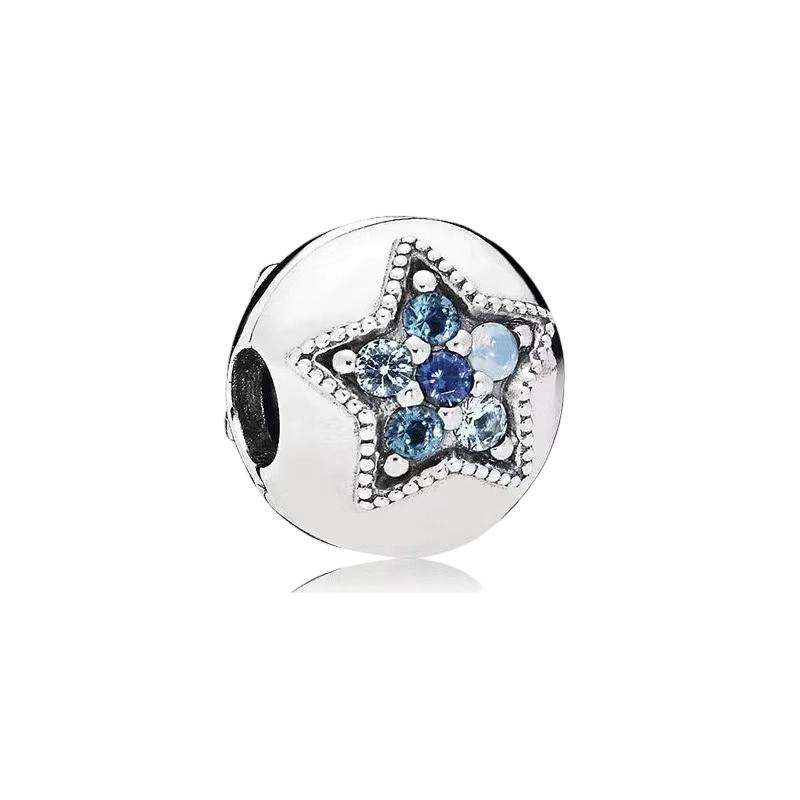 Sparking Butterfly Heart Clip Charm Beads Dangle Silver Bracelet Necklace For Diy Jewelry Women Gift