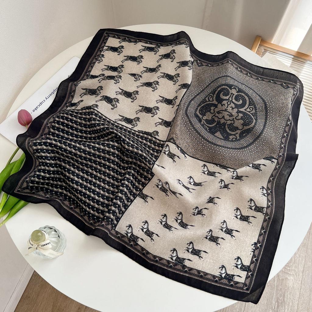 [Collection] Velvet Silk Scarves Women'S Versatile High-End Square Scarves Neck Scarves Spring And Autumn Retro