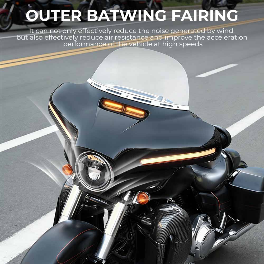 Front Batwing Upper Outer Fairing with LED Light ABS Plastic Motorcycle For Harley Touring Street Glide Special FLHXS 2014-2023