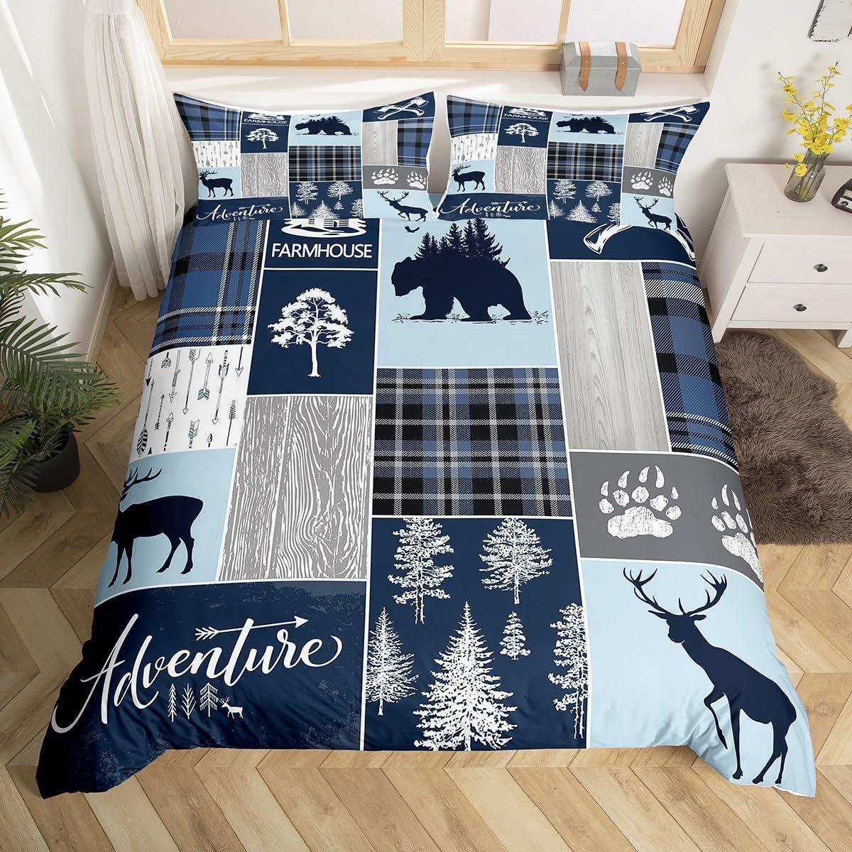 

Home Textile Three-Piece Set, Checked Buffalo, Cartoon Digital Printing Quilt, Pillowcase, Bedding 90 * 200