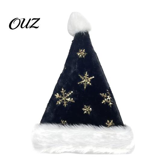 Decorative Sequin Christmas Hats Santa Hat with Red Sequin, Plush Velvet Party for Holiday Favors Adults, Festive Costume Accessory Xmas New Year Gift