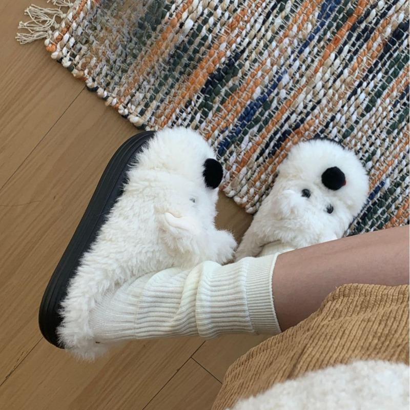 Cartoon Cotton Shoes, Thickened Slippers for Women, Warm Plush Shoes