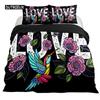 Hummingbirds Bedspread Cover Kit Tropical Flowers Nature Blooms Bed Cover Kit Tropical Birds Theme Queen Dimension Size 2/3 Pcs Comforter Cover