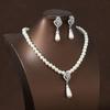 1 Set Faux Pearl Rhinestone Teardrop Pendant Necklace Jewelry Women And Earrings Elegant Beaded Necklace Jewelry