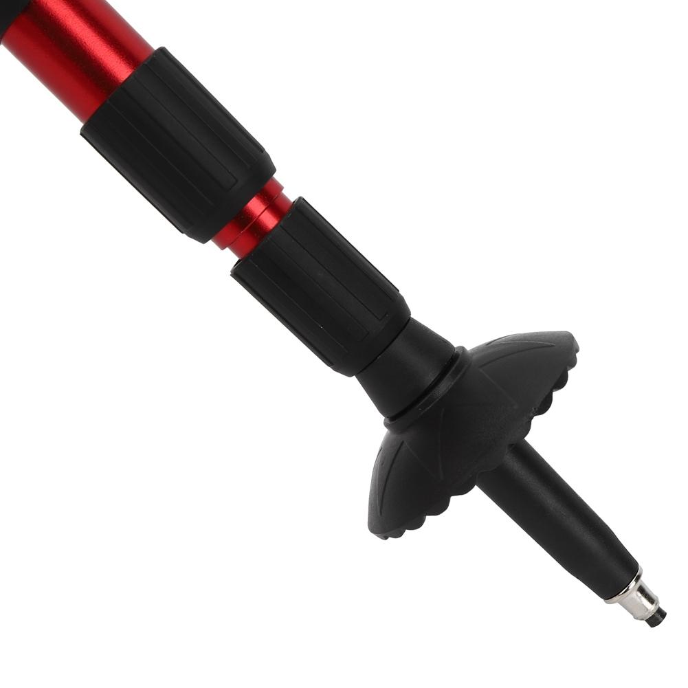 Outdoor Aluminium Alloy 4-Sections Suspension Straight Handle Pole Walking Stick Alpenstock for Climbing Camping