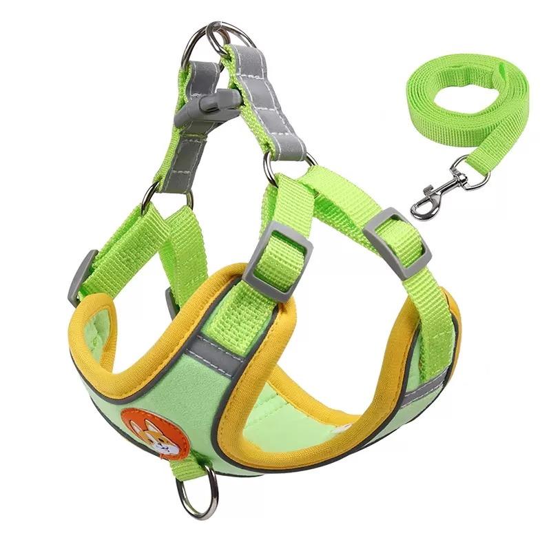Ventilate Vest Type Dog Leash Pet Chest Strap Reflective Design Puppy Walking Leash Safety Protection Dog Neck Ring Collars