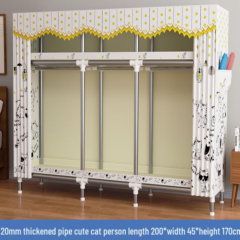Thickened Steel Pipe Fabric Wardrobe for Dorm or Bedroom Storage