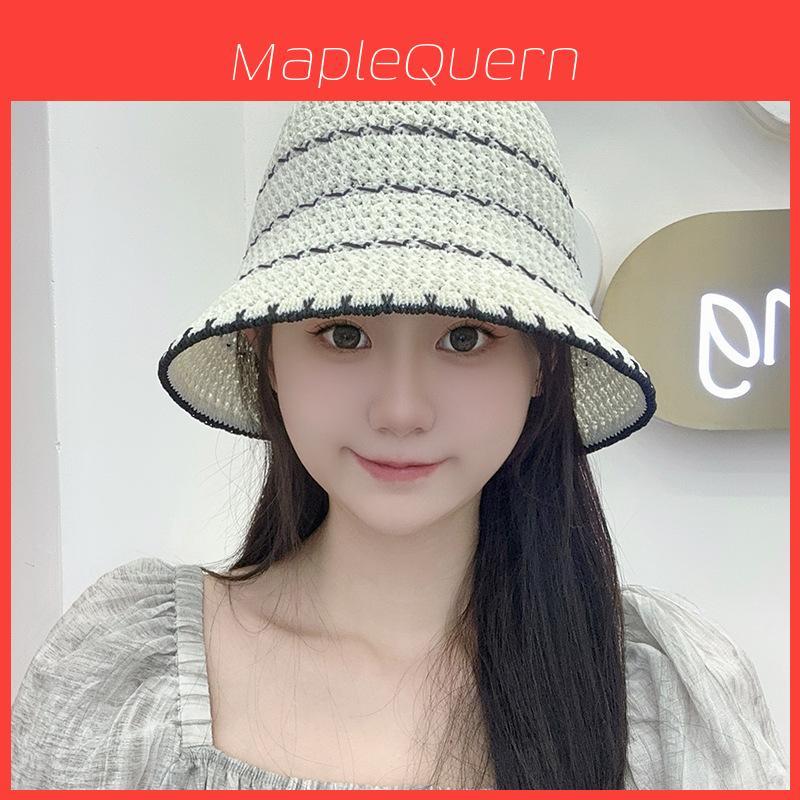Summer Breathable Straw Hat With Wide Brim And Mesh Design For Beach And Sun Protection