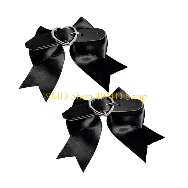 

49MD 2pcs Harajuku Bowknot&Heart Hairpin Halloween Girls Ponytail Bangs Hair Clip