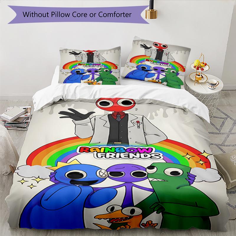 3-teiliges Regenbogenfreunde1 Muster Bettwäsche-Set Bettbezug-Set enthält Bettbezug & Kissenbezüge, perfekte Ganzjahres-Schlafzimmerdekoration & Geschenk