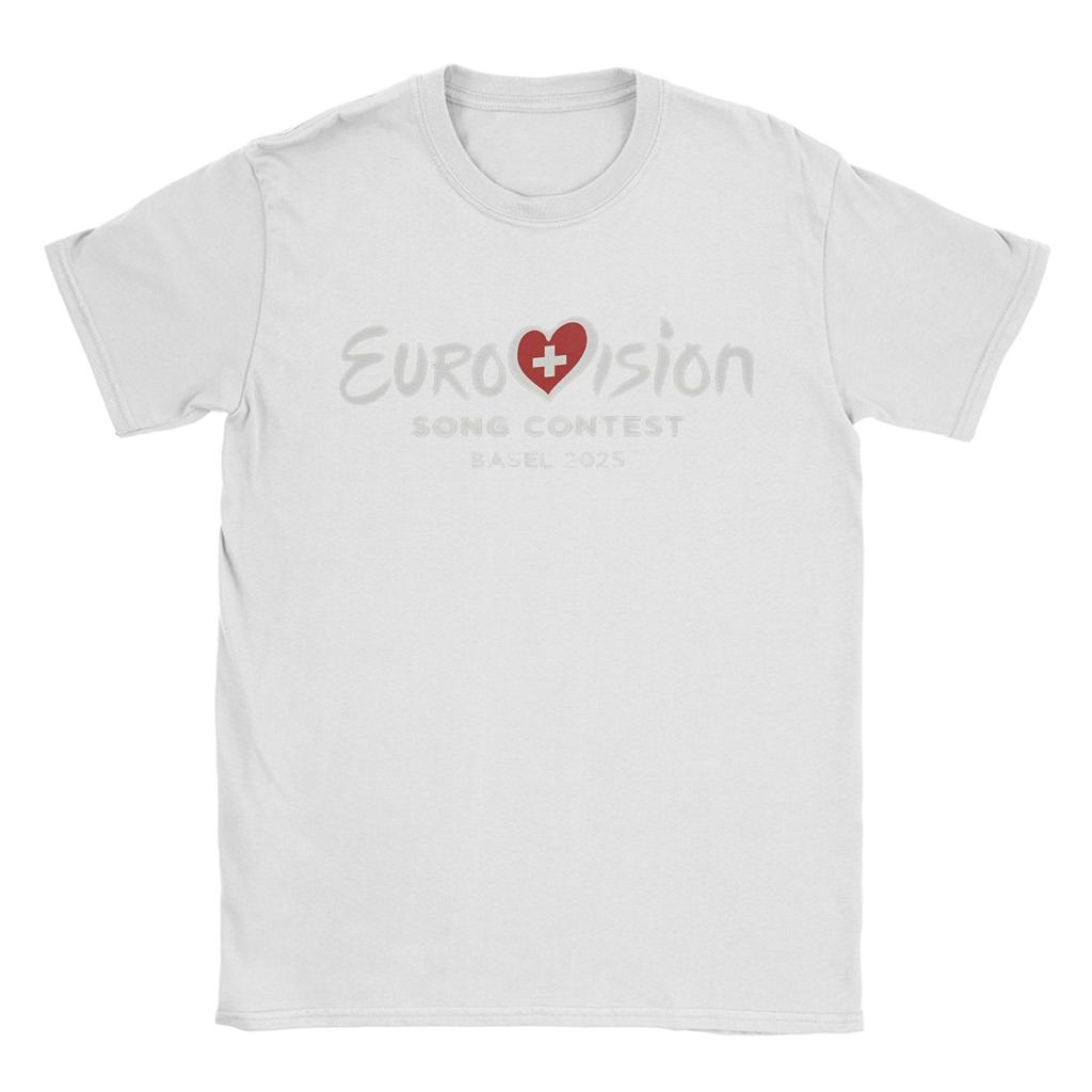 E-Eurovisions Song Contest 2025 T-Shirt für Herren, 100 % Baumwolle, lässige T-Shirts, Schweiz-T-Shirts, kurzärmelig, Merchandise-Artikel, Übergröße
