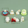 Adorable 7Pcs White Mini Duck Figurines Micro Animal Ornaments for Birthday Gift Home Living Room Decor