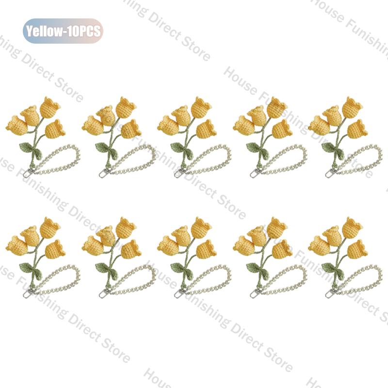 1-10PC Handmade Weaving Bag Pendant Lin Orchid Keyring Love Girl Pearl Chain Keychain Decoration Car Pendant Diy Bag Accessories