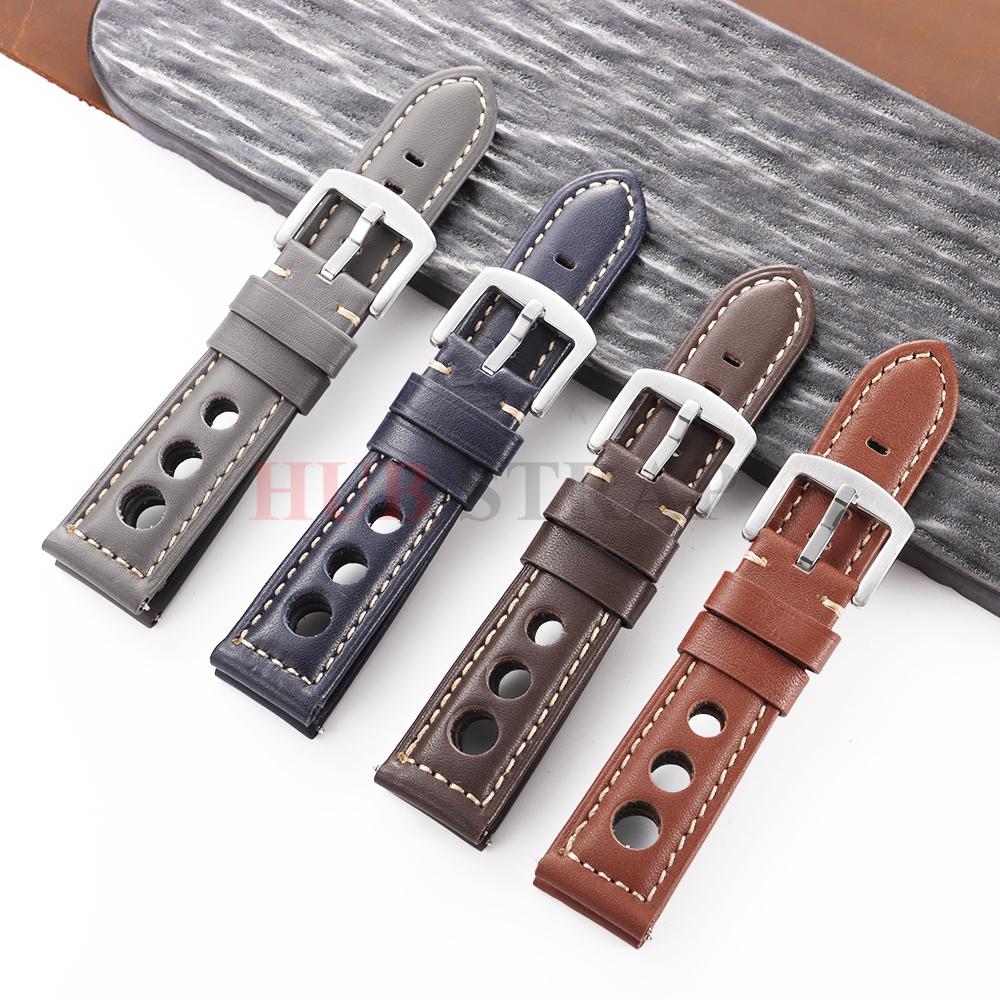 Cowhide Watch Strap Bracelet Vintage Genuine Leather 20mm 22mm 24mm Watchband Women Men Fashion Watch Band Belt With Pin Buckle