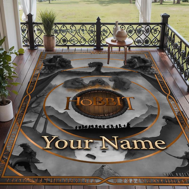 Custom Name The Hobbit Crystal Velvet Floor Rug Personalized Text Soft Carpet Home Decor