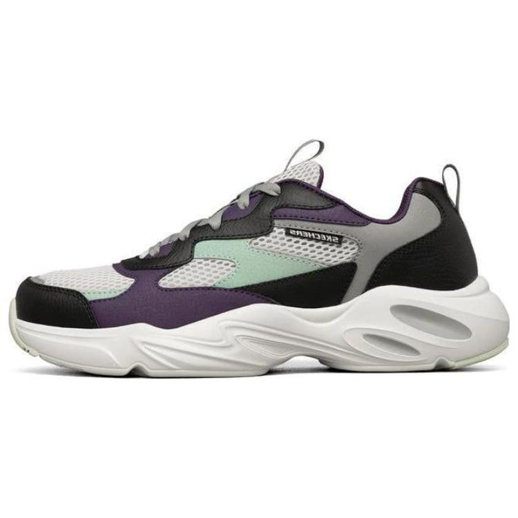 Skechers Stamina Airy Mesh Synthetic Leather Comfortable Versatile Retro Low-Top Dad Shoes Men sneaker White Purple Black 894004-MULT 41