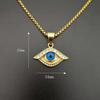Hip Hop Gold Color Eye Pendant Necklace with Zircon 316L Stainless Steel Clavicle Necklace Women Men Jewelry