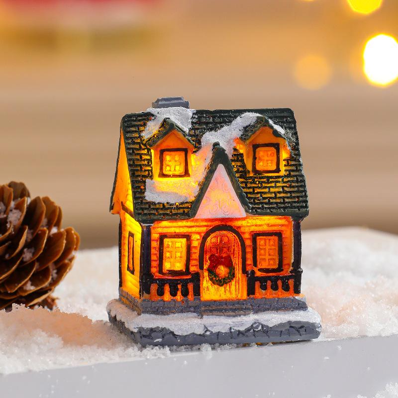 Festive Glowing Resin Small House - Holiday Window Display & Kids  Gift