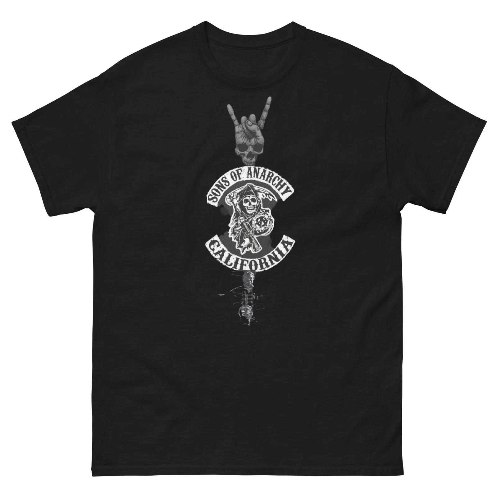Sons of Anarchy California Biker Skull T-Shirt SAMCRO Motorcycle Club Tee L